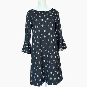 Nina Leonard Black with Daisies Dress Sz M